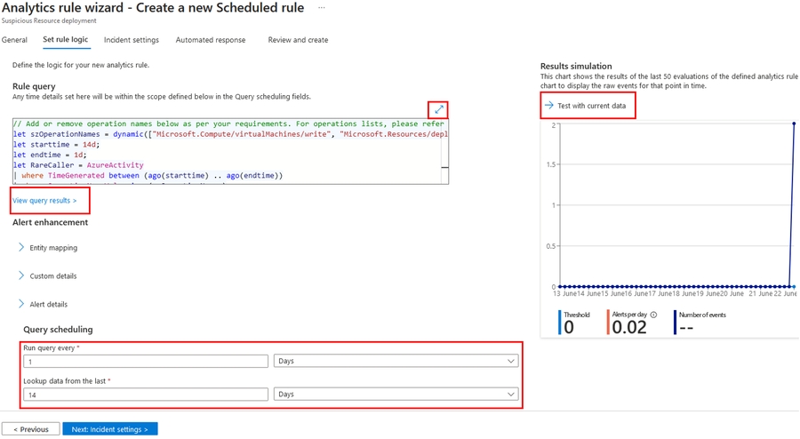 Suspicious Activity analytics rule wizard - rule logic