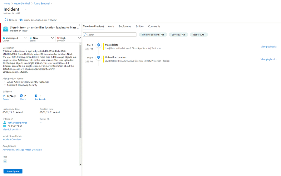 Example fusion incident