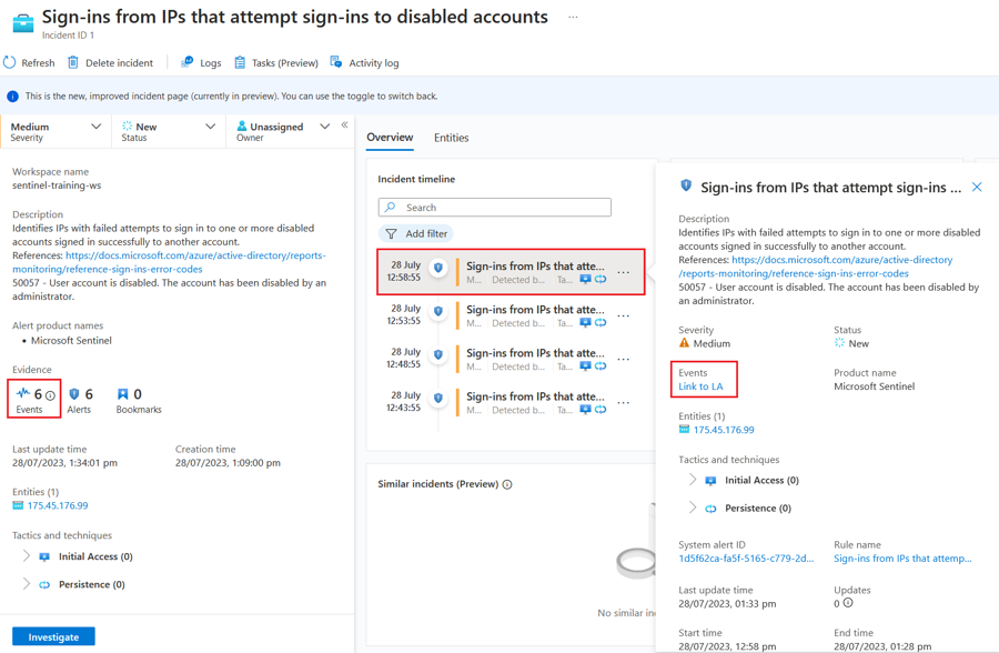 Single Alert expanded in timeline
